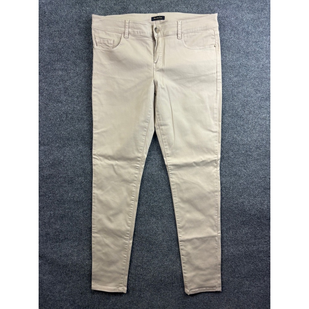 Massimo Dutti Skinny Pants Womens 32 Beige Mid Rise Stretch Five Pocket